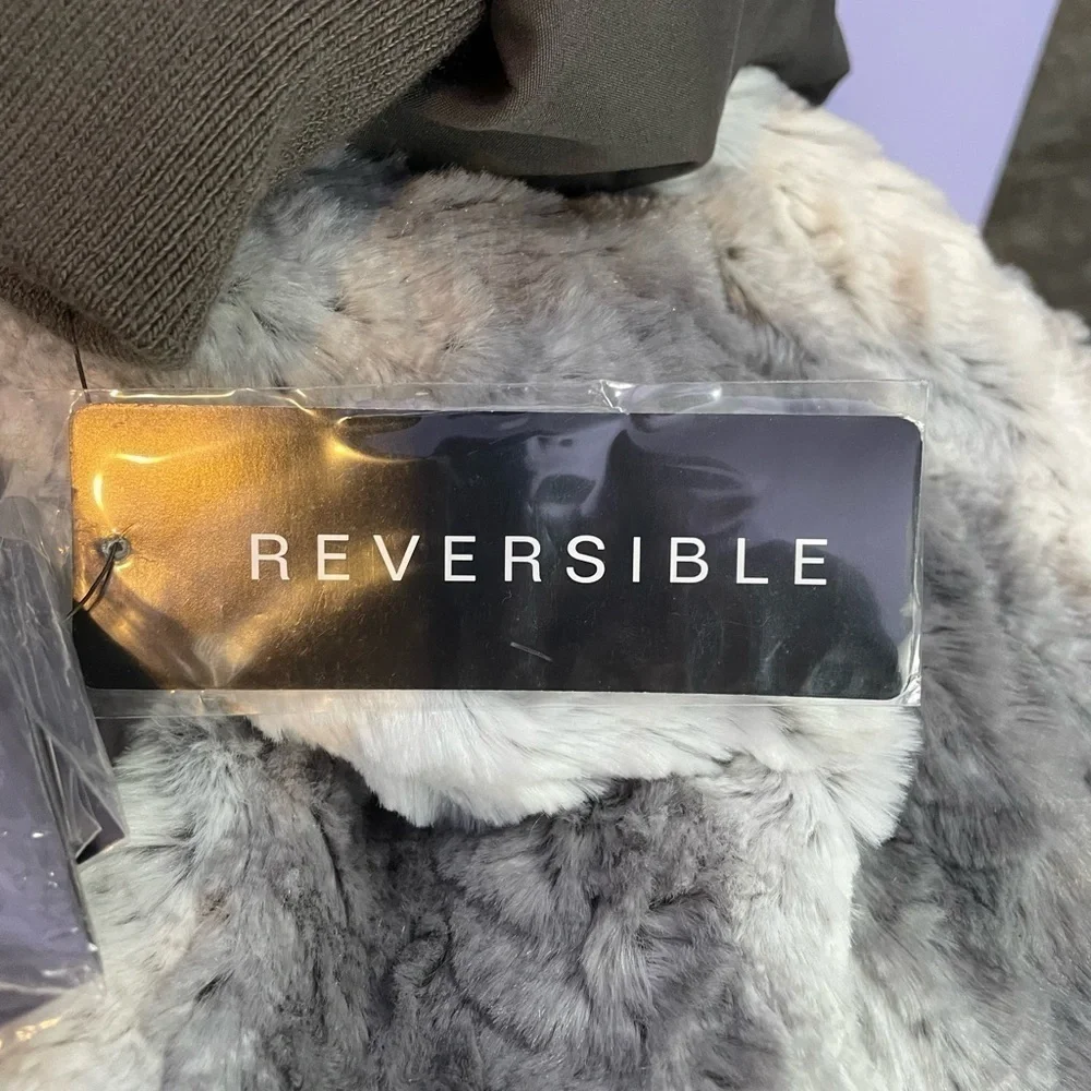 NWT A by Adrienne Landau‎ Faux Fur Reversible Bomber Jacket in Grey Size XS